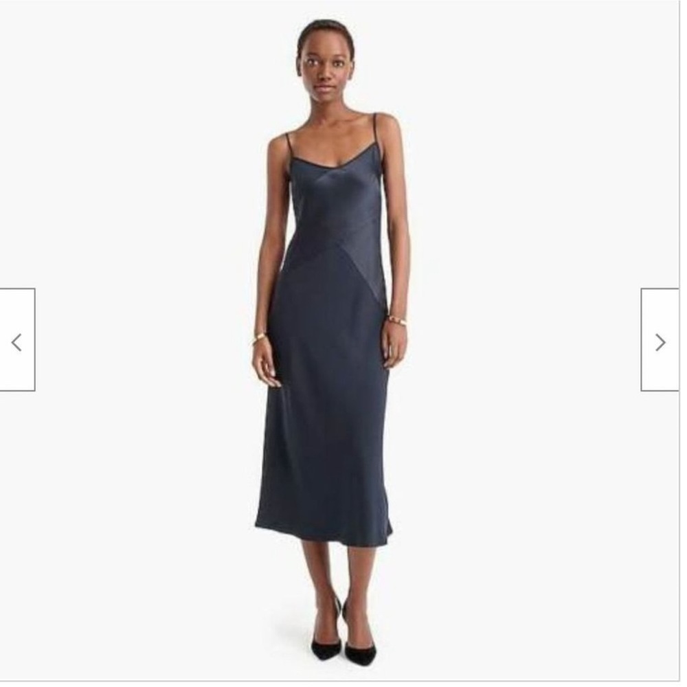 J. Crew Mixed Satin Crepe Slip Dress Little Black Dress Size 12 Spaghetti NWT